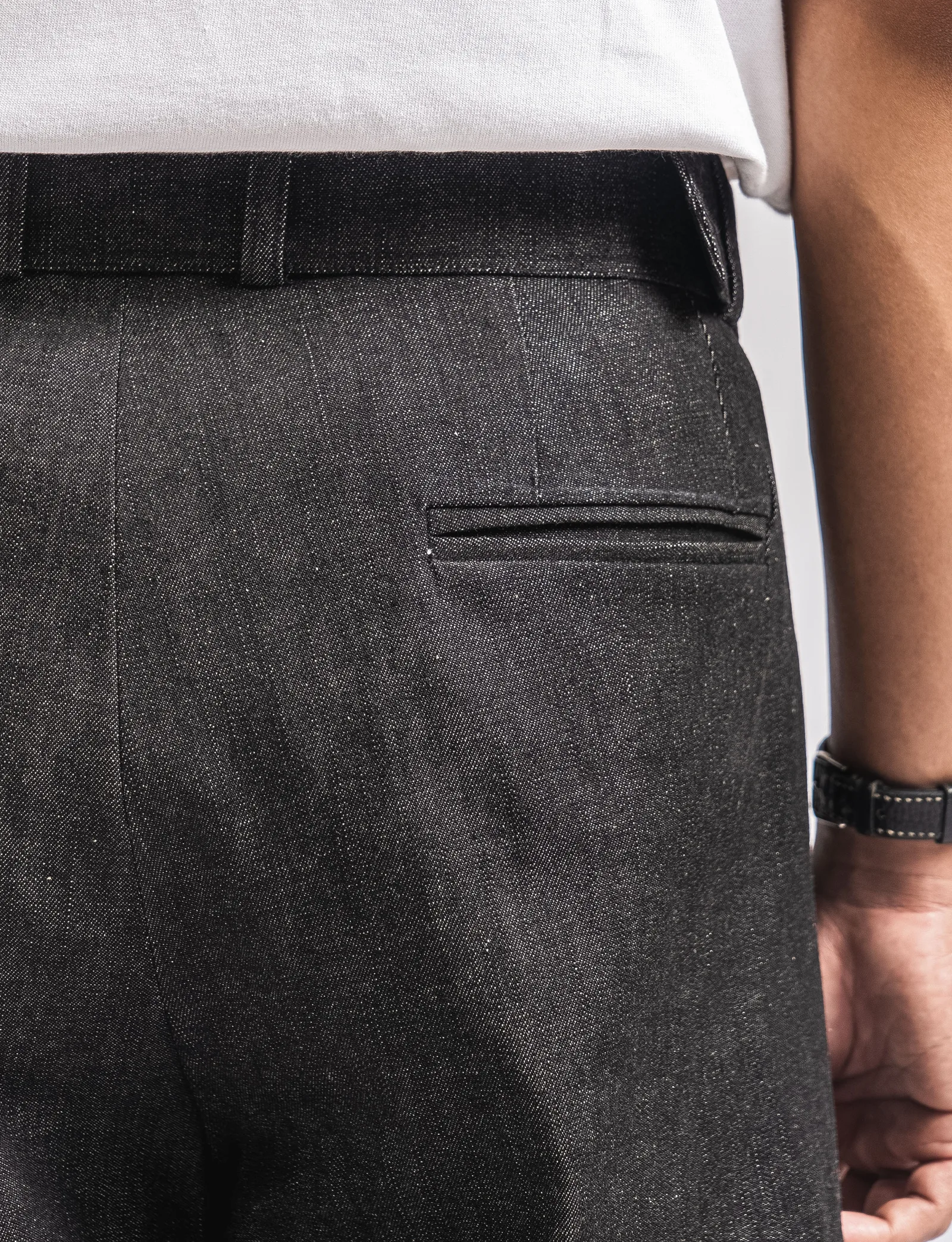 Black Elite Wide Raw Denim Pant