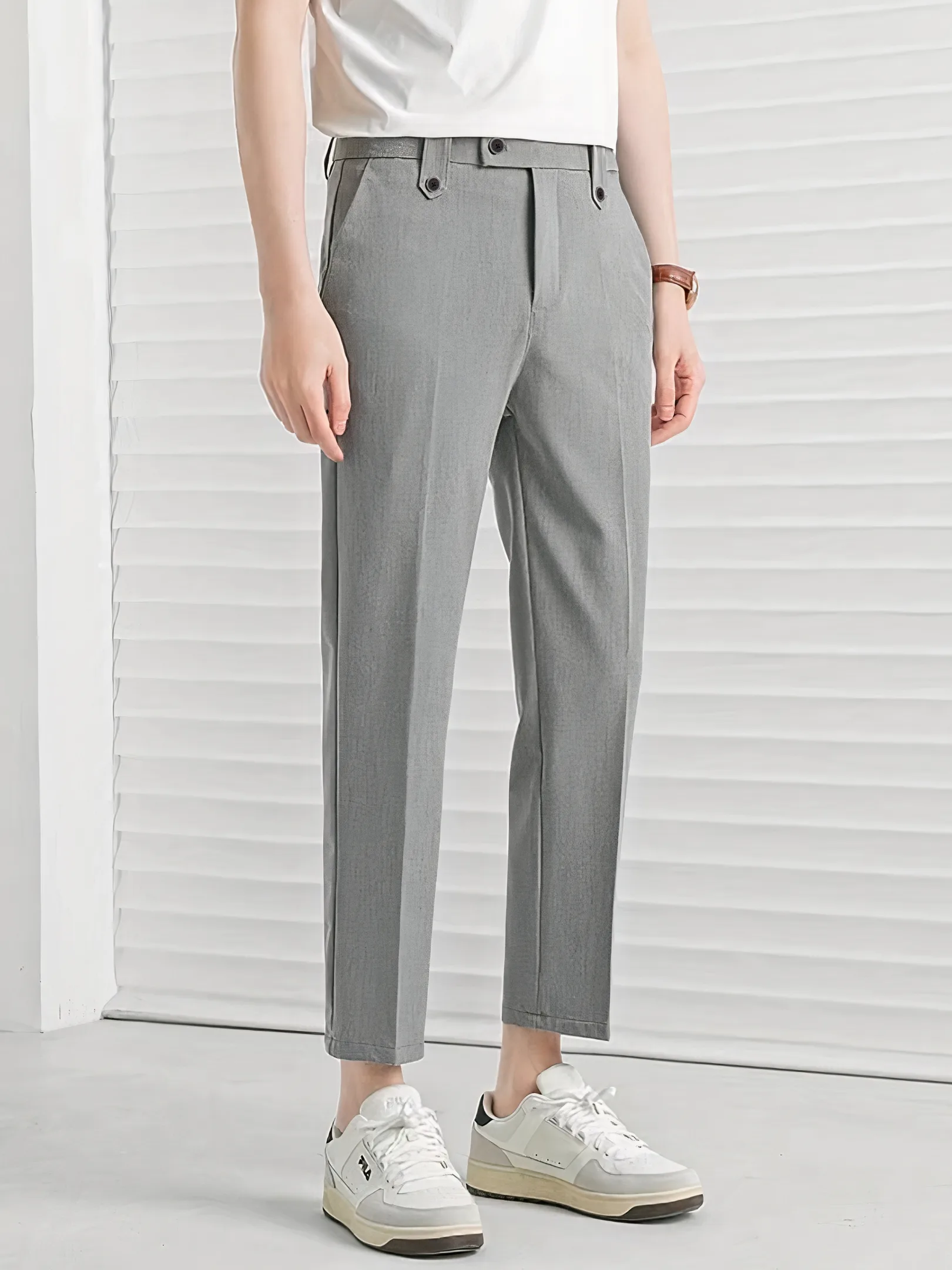 Pearl Grey Executive Ankle Pant