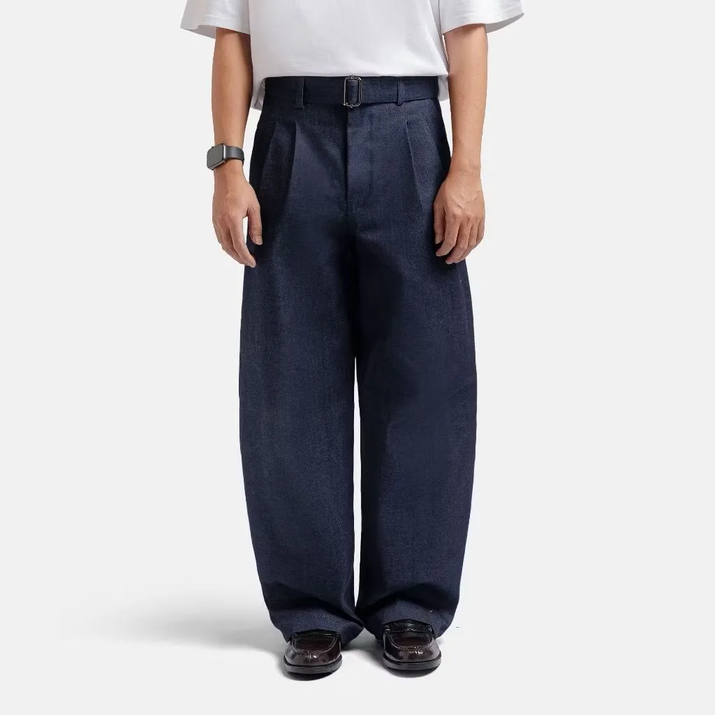 Navy Blue Elite Wide Raw Denim Pant