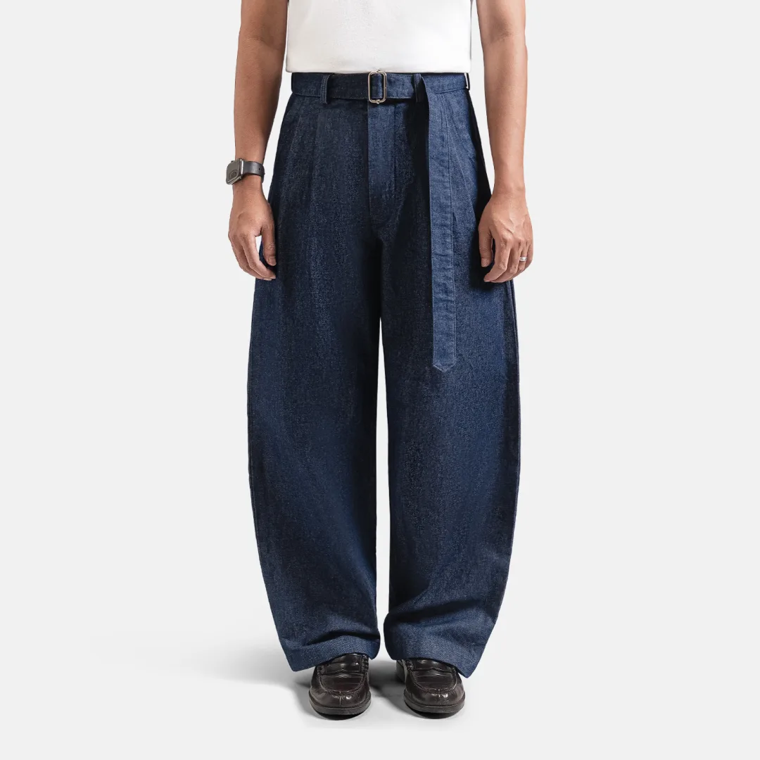 Navy Blue Elite Wide Raw Denim Pant