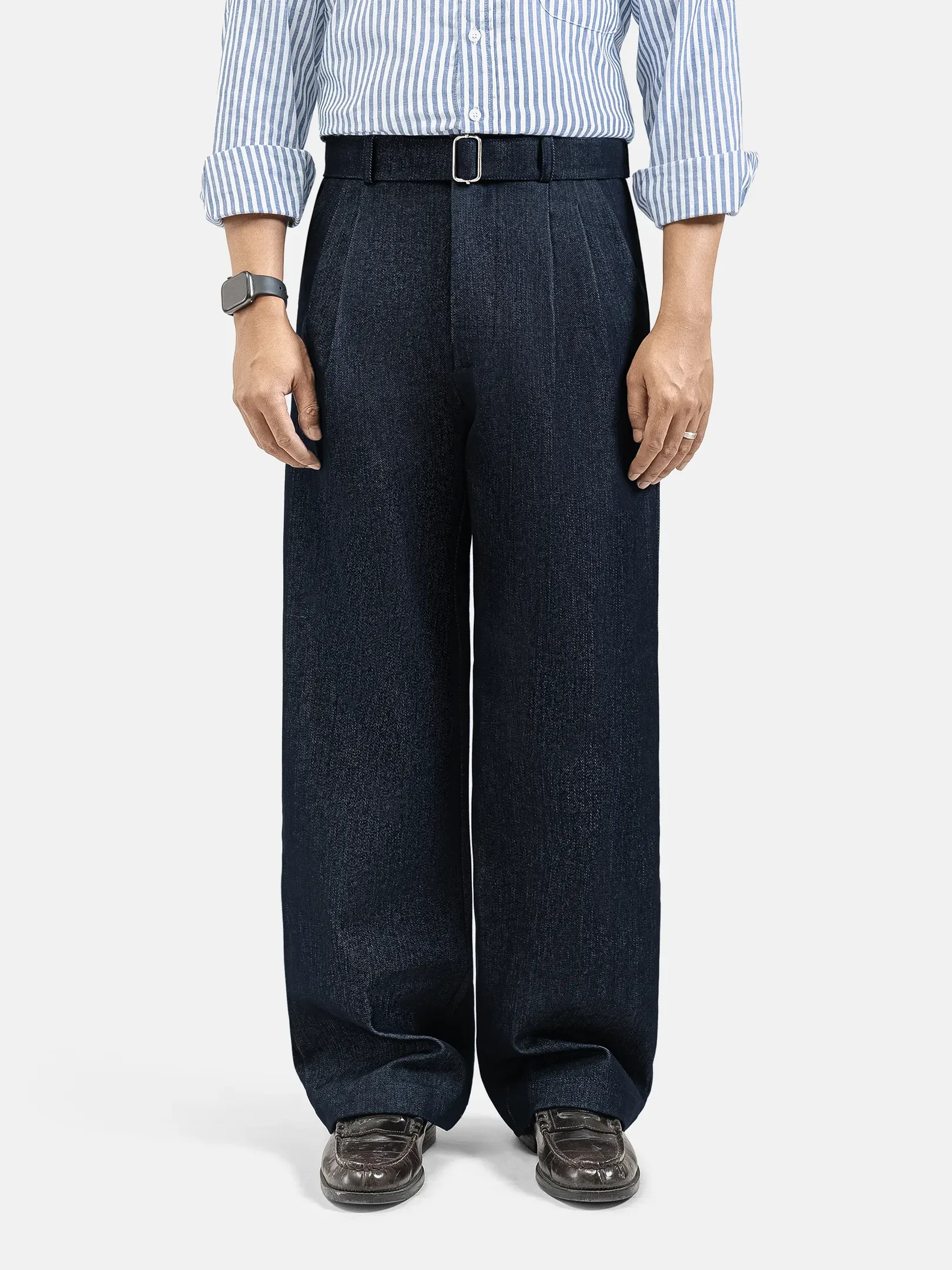 Navy Blue Elite Wide Raw Denim Pant