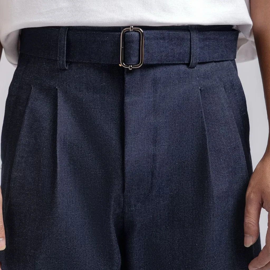 Navy Blue Elite Wide Raw Denim Pant