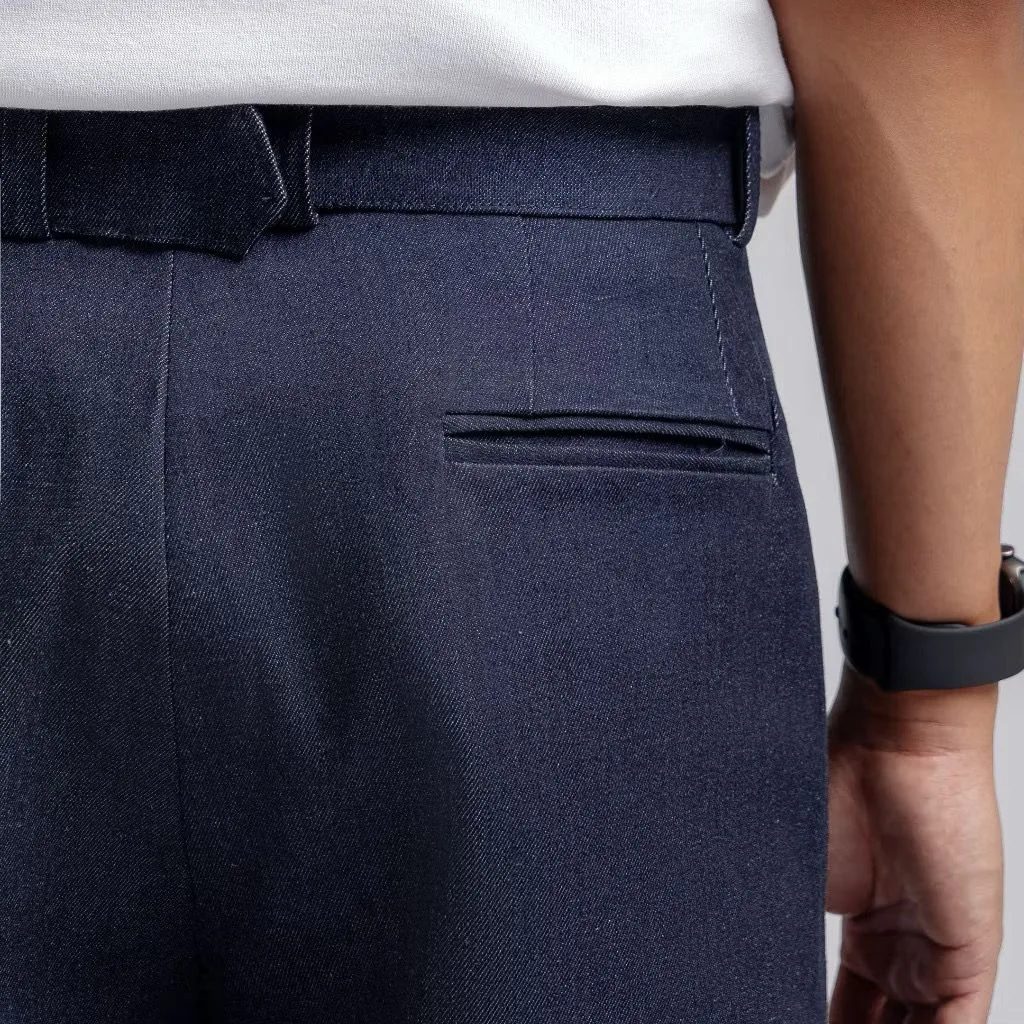 Navy Blue Elite Wide Raw Denim Pant