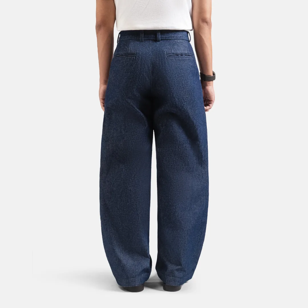 Navy Blue Elite Wide Raw Denim Pant