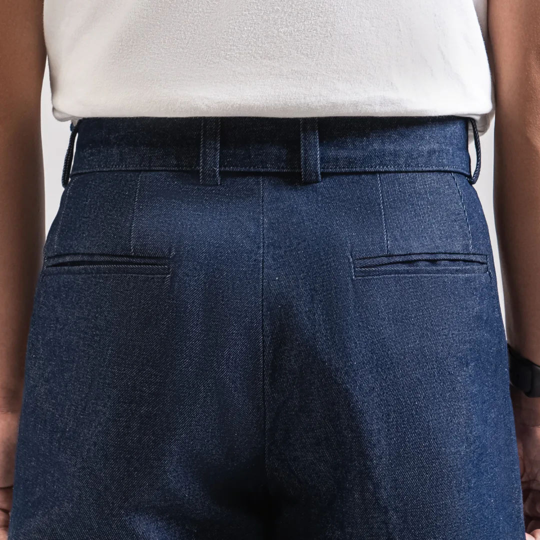 Navy Blue Elite Wide Raw Denim Pant