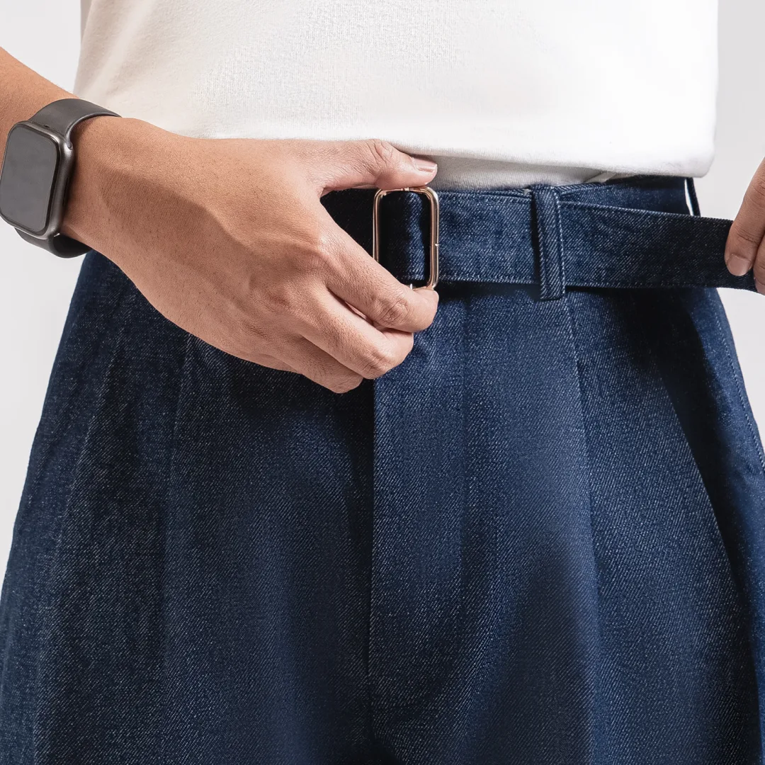 Navy Blue Elite Wide Raw Denim Pant