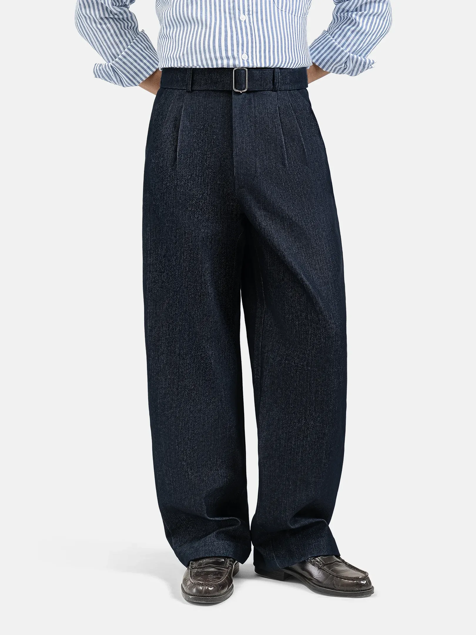 Navy Blue Elite Wide Raw Denim Pant