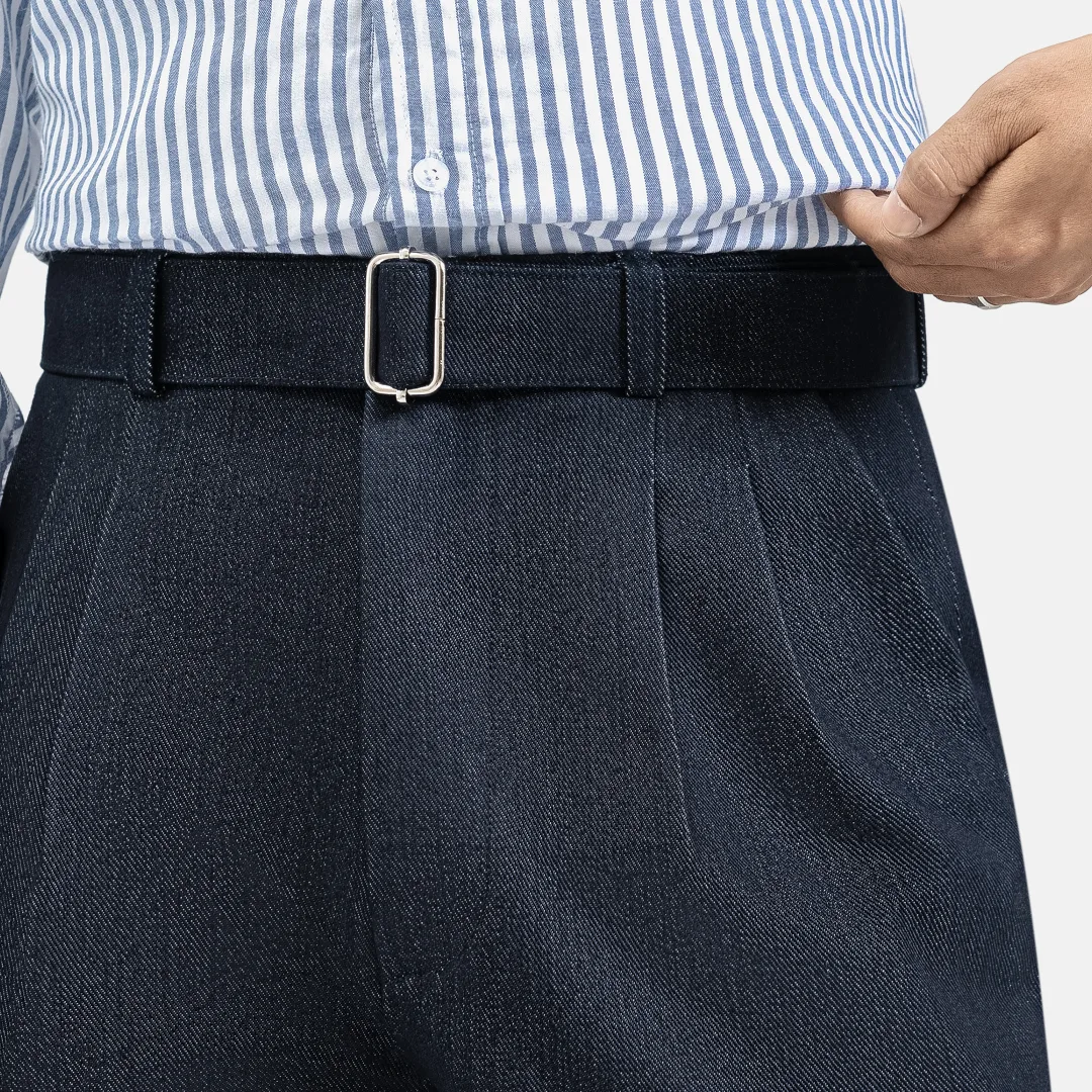 Navy Blue Elite Wide Raw Denim Pant