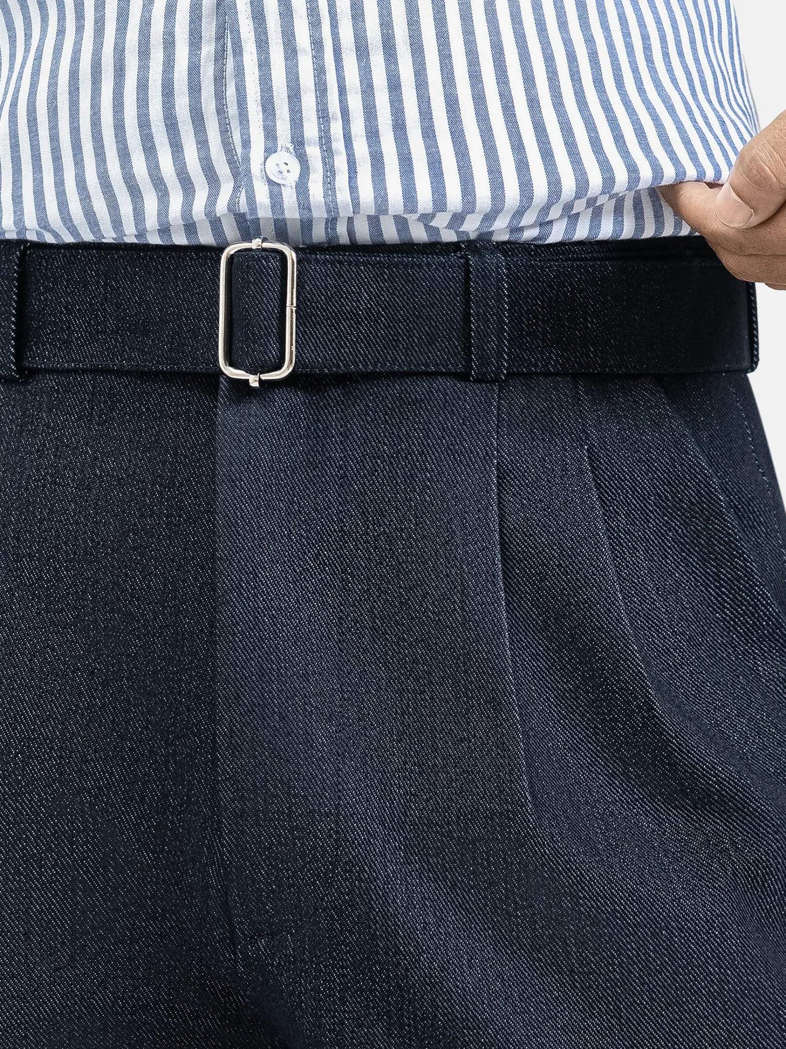 Navy Blue Elite Wide Raw Denim Pant