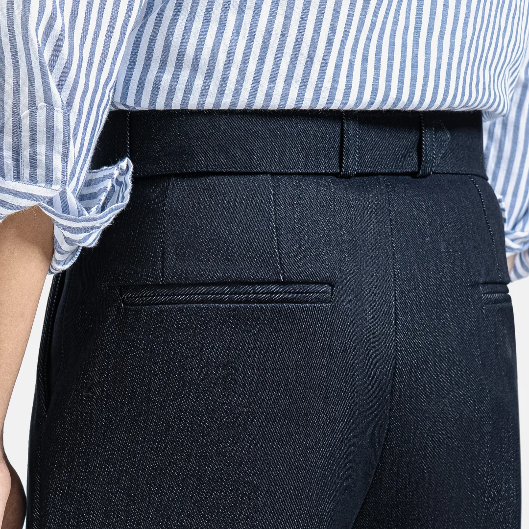 Navy Blue Elite Wide Raw Denim Pant