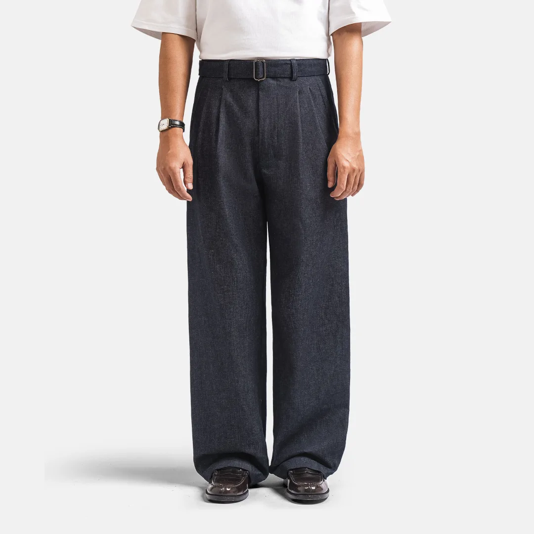 Dark Blue Slub Elite Wide Raw Denim Pant