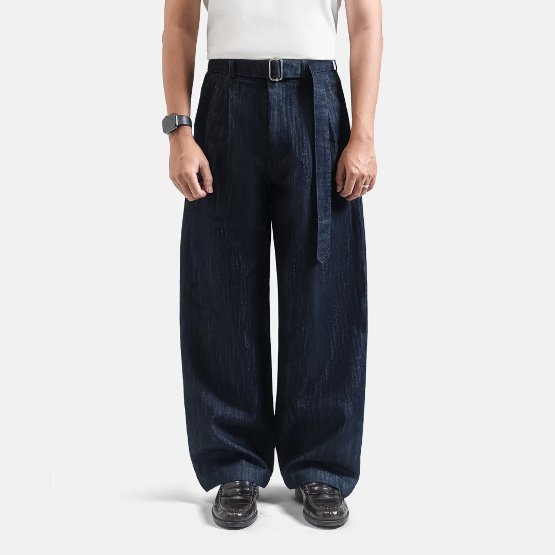 Dark Blue Slub Elite Wide Raw Denim Pant