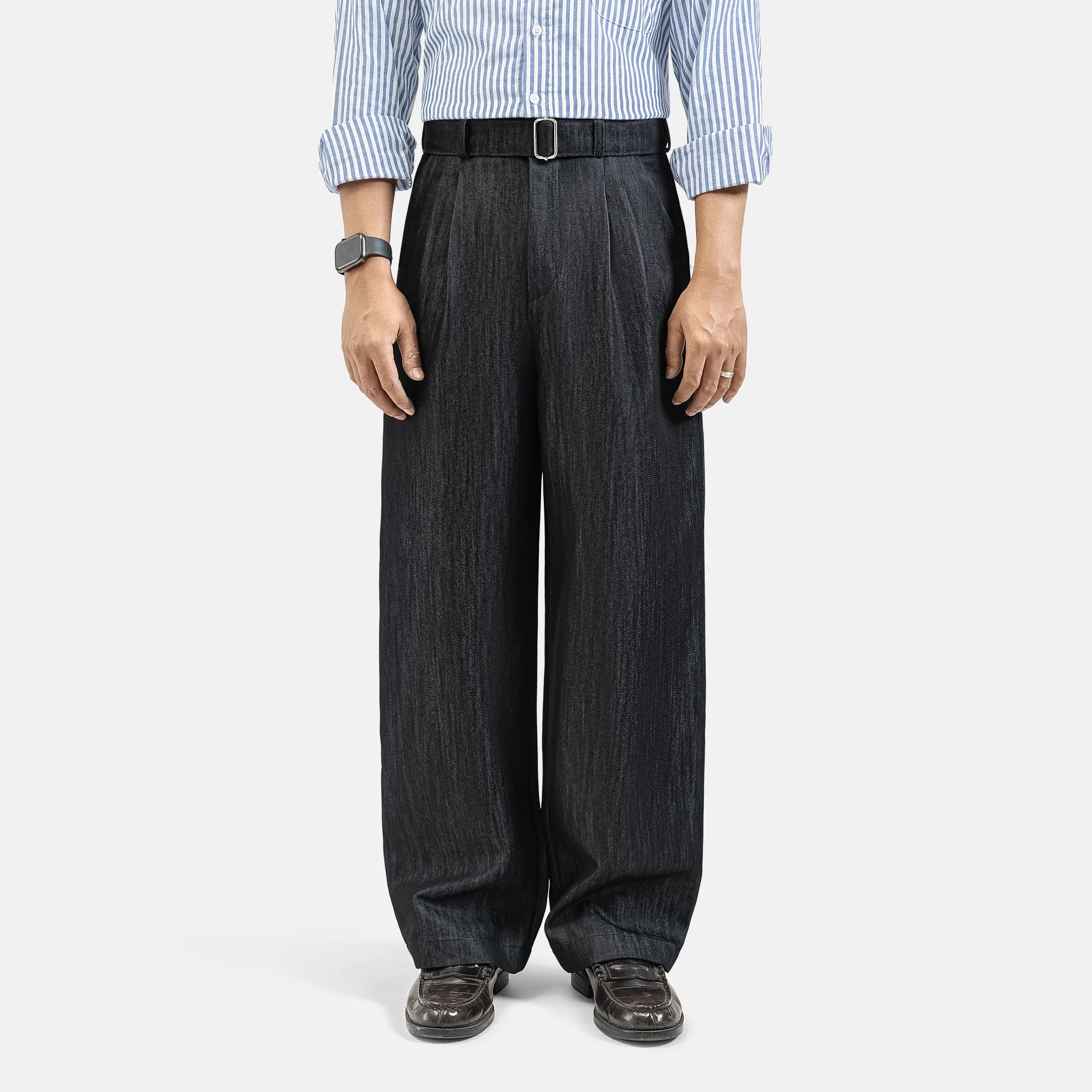 Dark Blue Slub Elite Wide Raw Denim Pant
