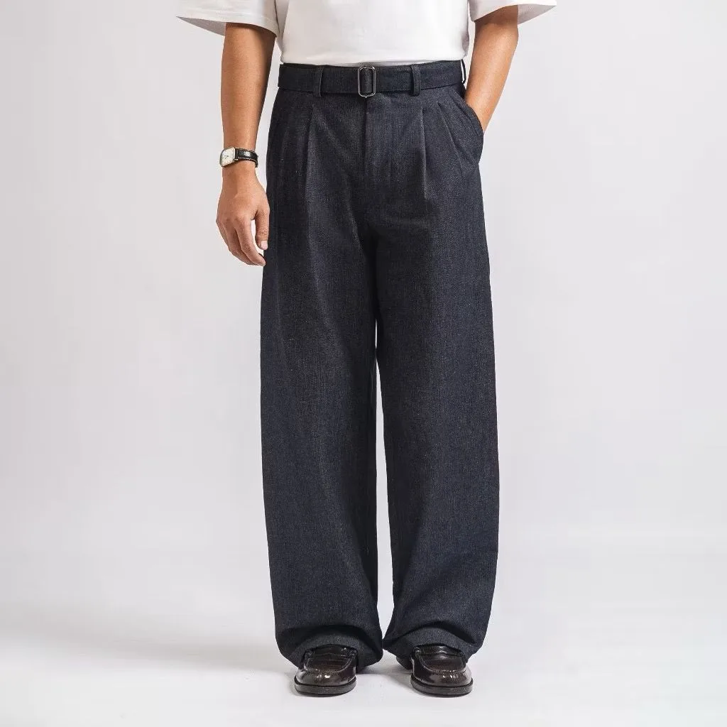 Dark Blue Slub Elite Wide Raw Denim Pant