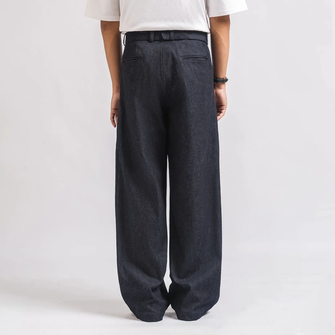 Dark Blue Slub Elite Wide Raw Denim Pant