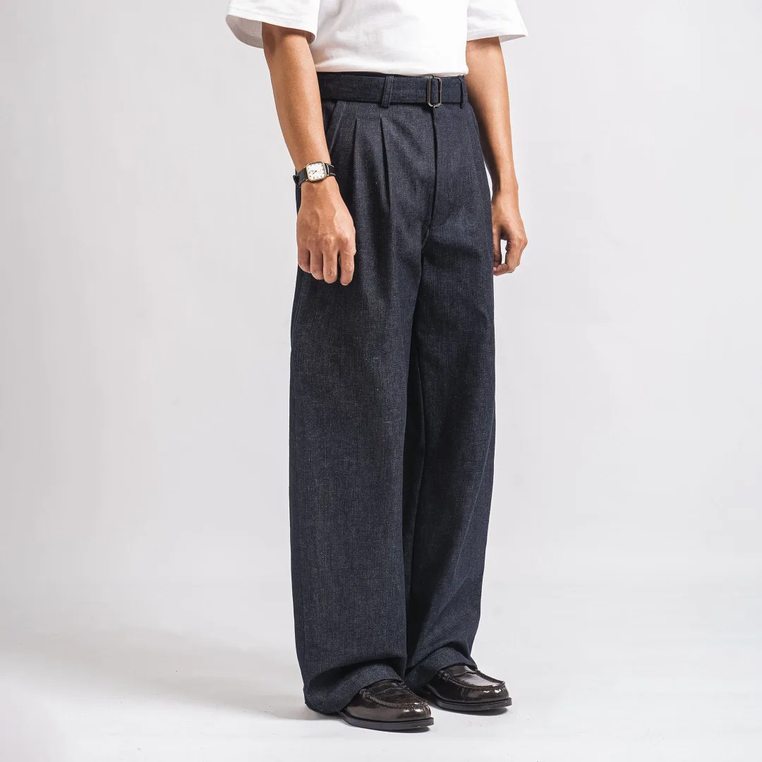 Dark Blue Slub Elite Wide Raw Denim Pant