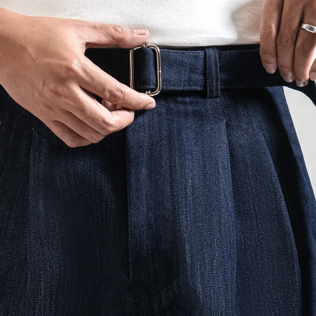 Dark Blue Slub Elite Wide Raw Denim Pant