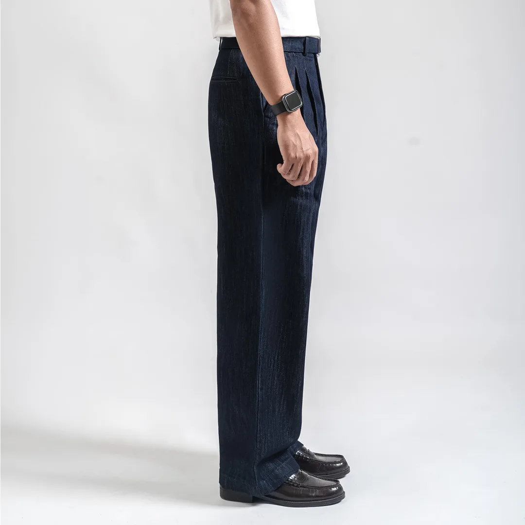 Dark Blue Slub Elite Wide Raw Denim Pant