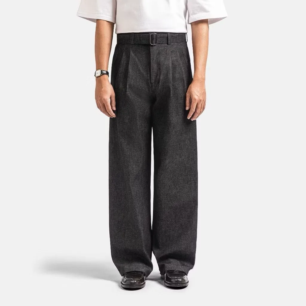 Black Elite Wide Raw Denim Pant