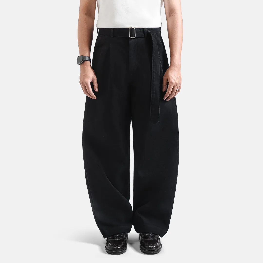 Black Elite Wide Raw Denim Pant