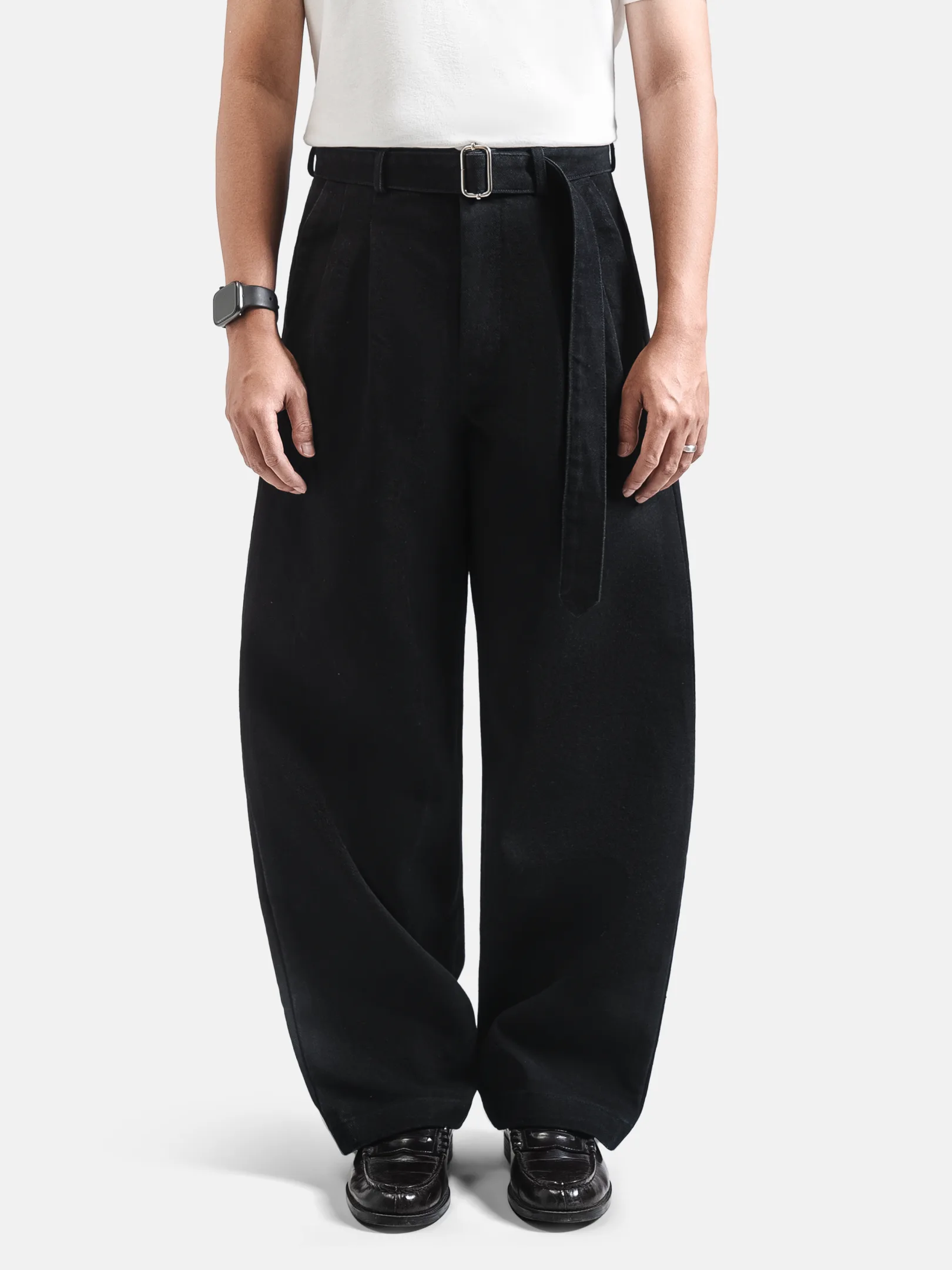 Black Elite Wide Raw Denim Pant