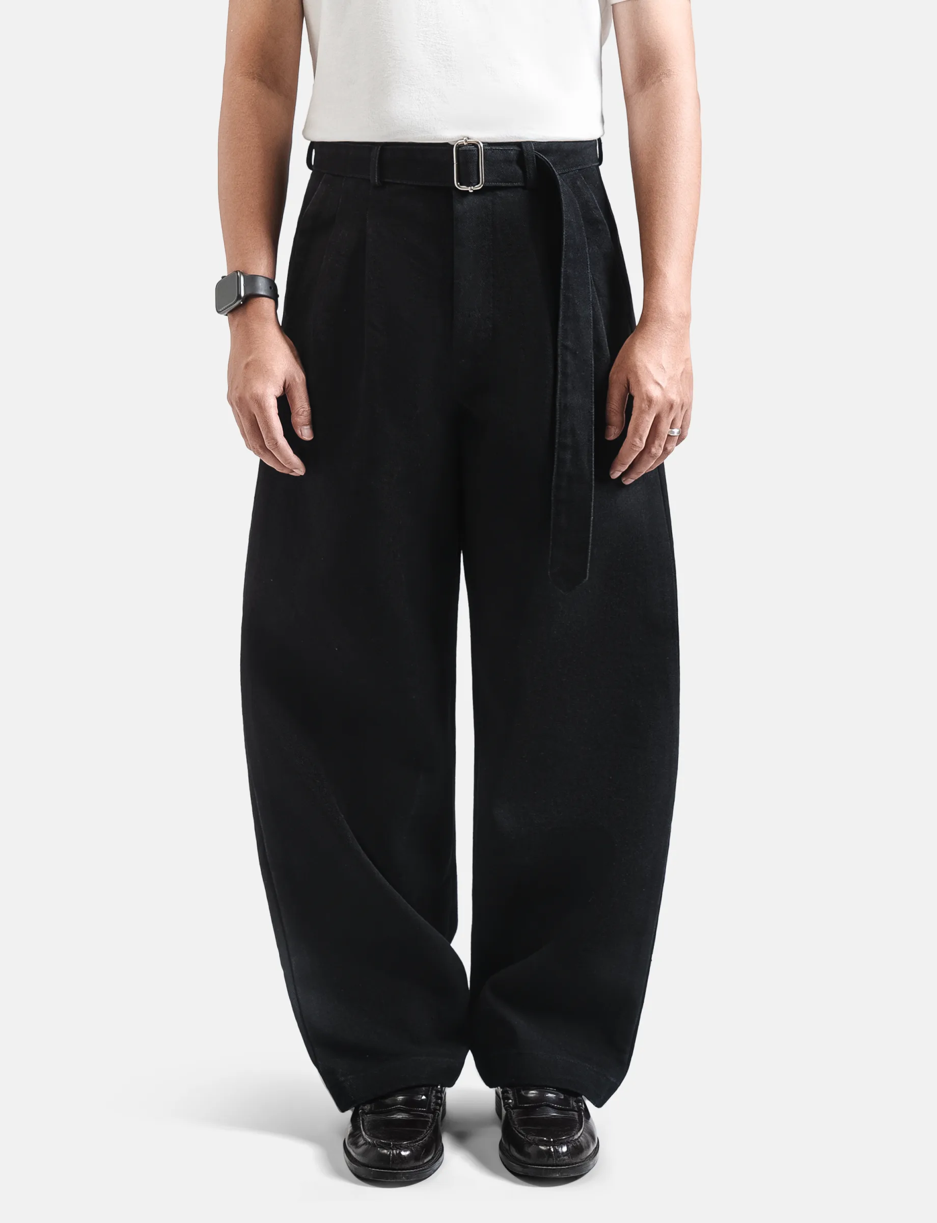 Black Elite Wide Raw Denim Pant