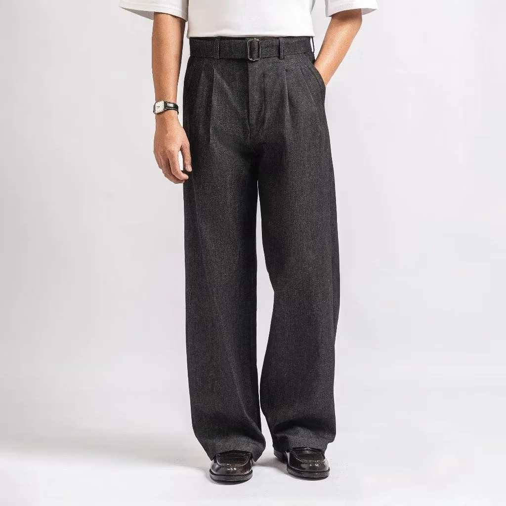 Black Elite Wide Raw Denim Pant