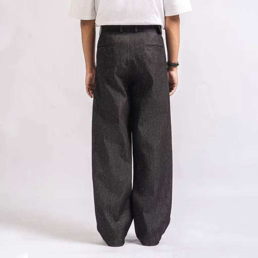 Black Elite Wide Raw Denim Pant