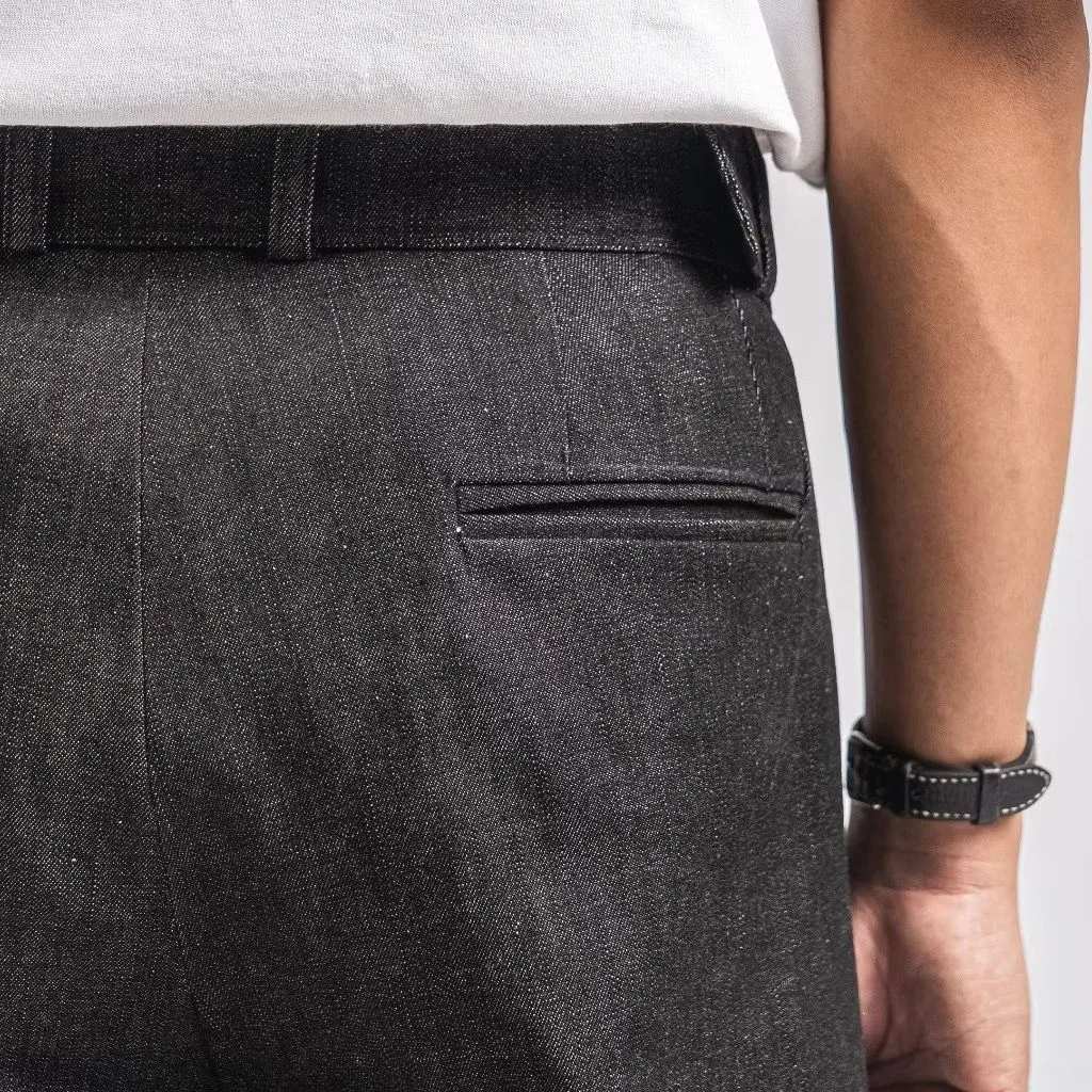 Black Elite Wide Raw Denim Pant
