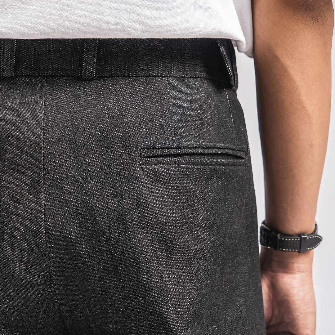 Black Elite Wide Raw Denim Pant