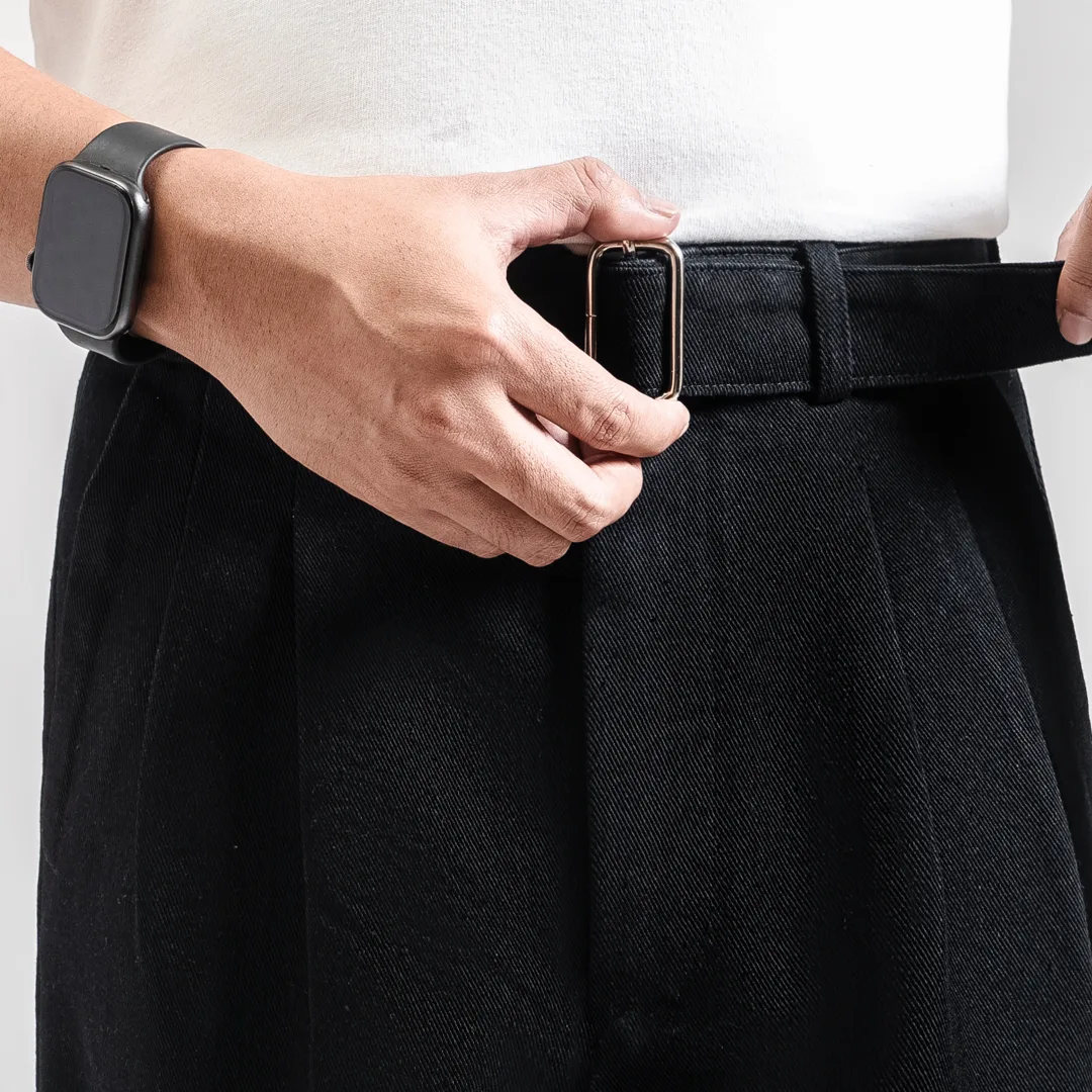 Black Elite Wide Raw Denim Pant