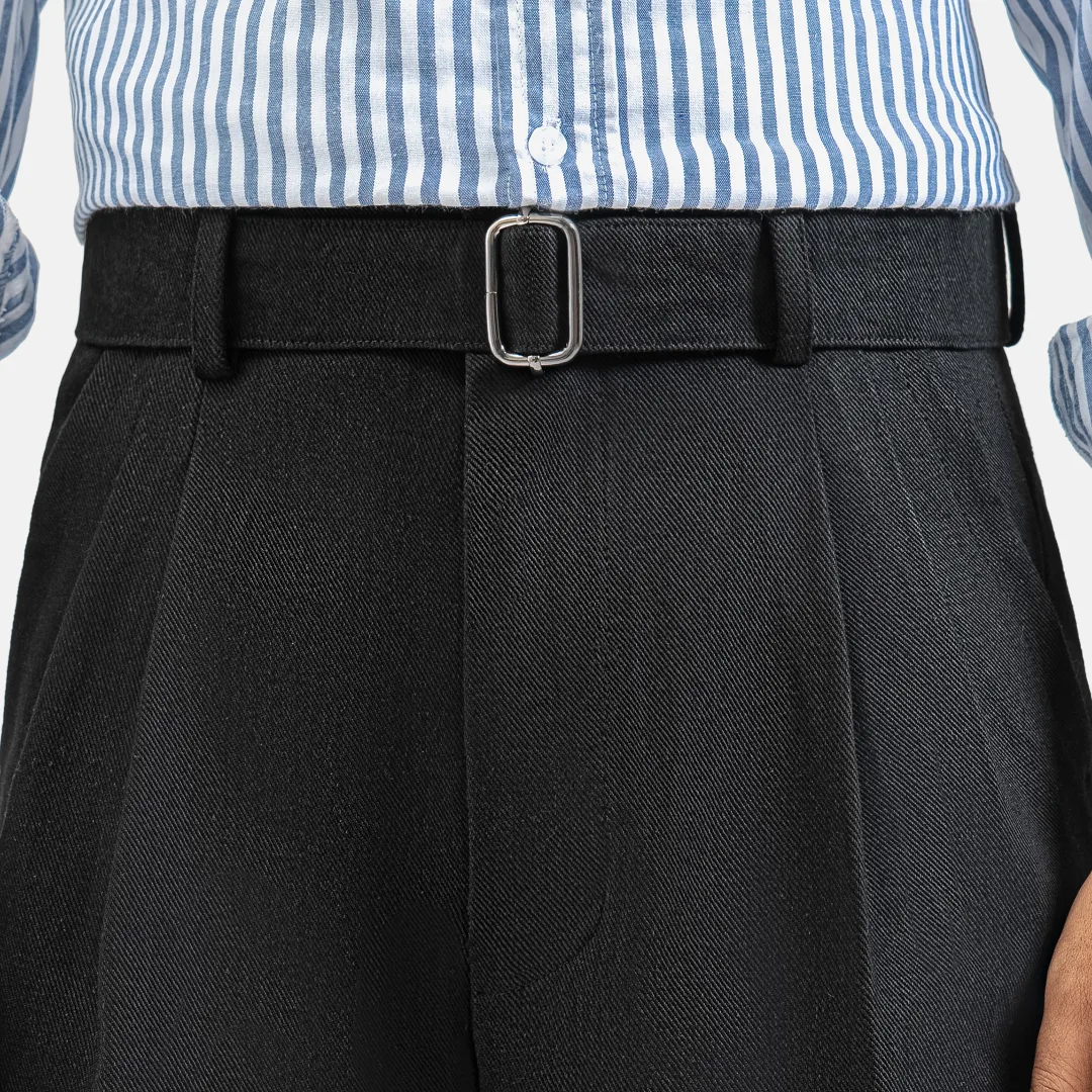 Black Elite Wide Raw Denim Pant