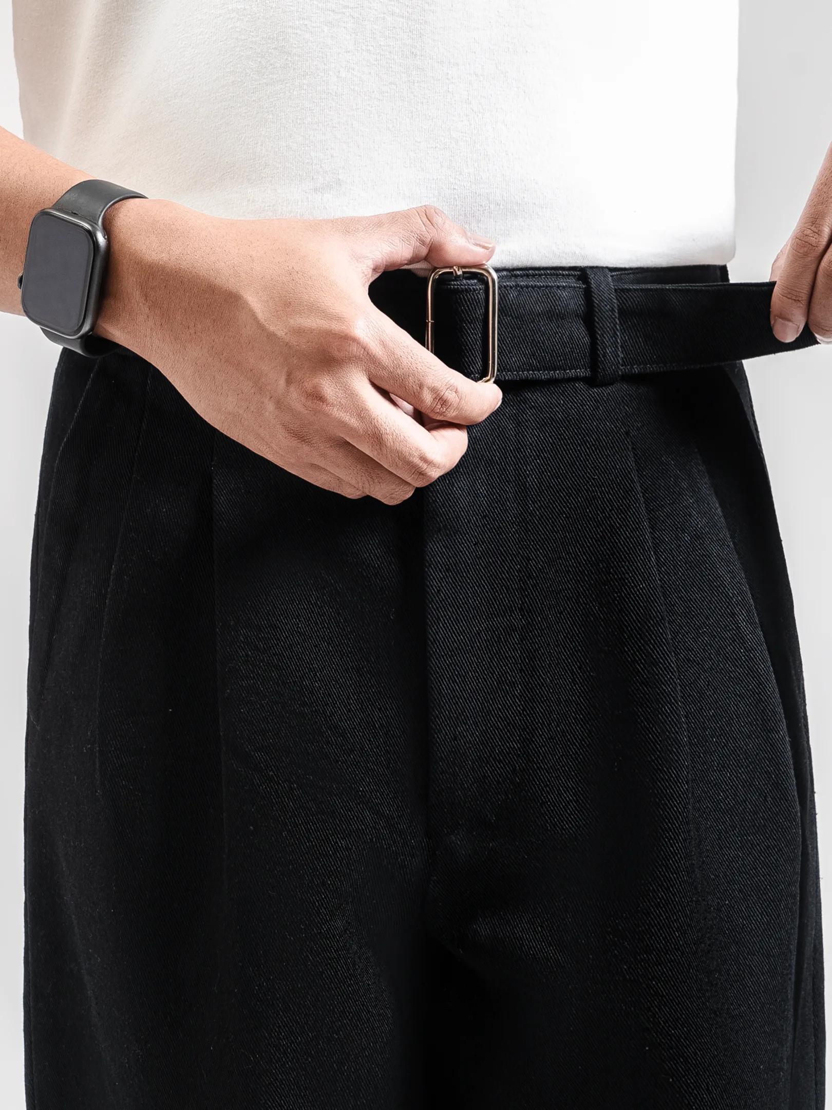 Black Elite Wide Raw Denim Pant