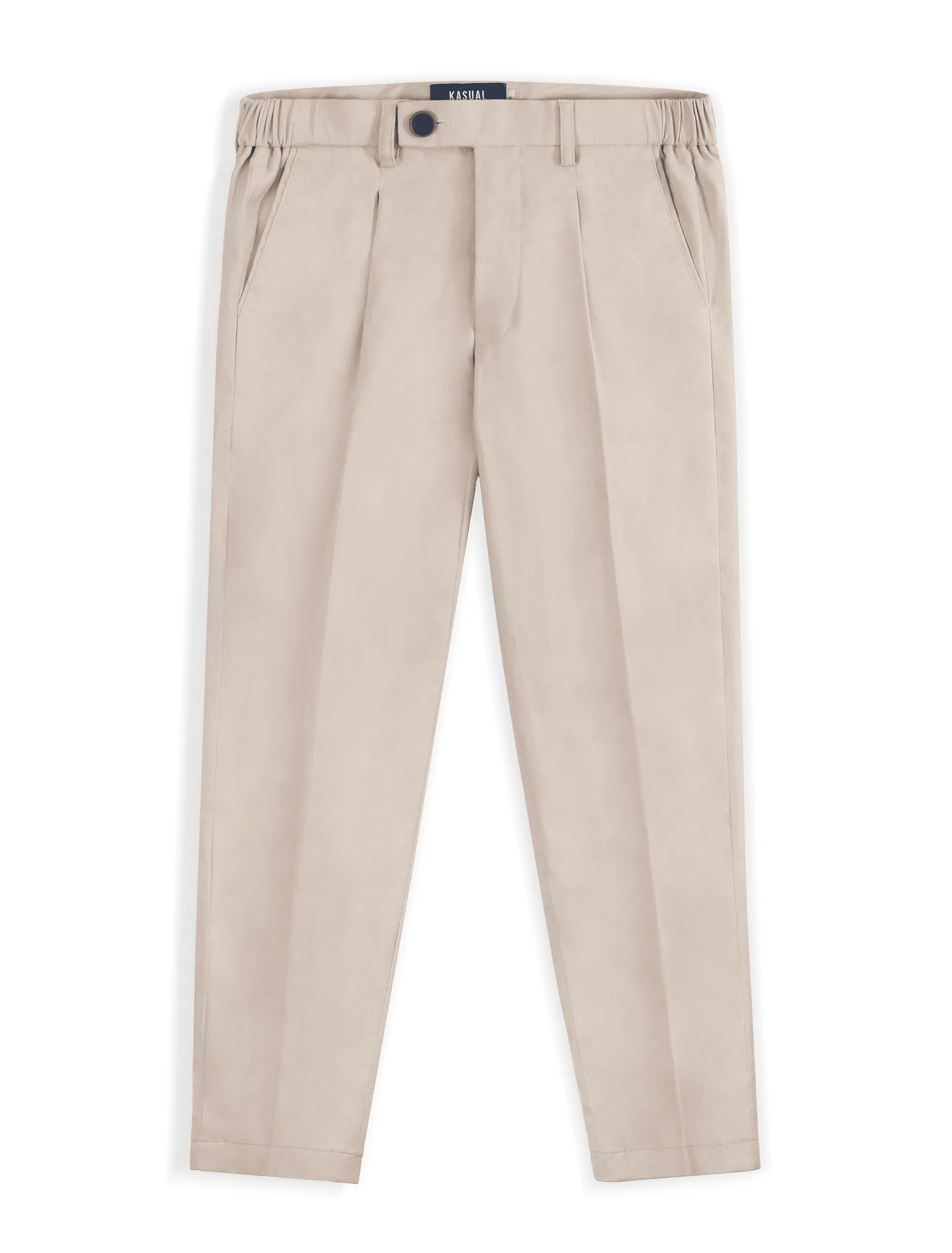 Cream Smart Waist Ankle Chino