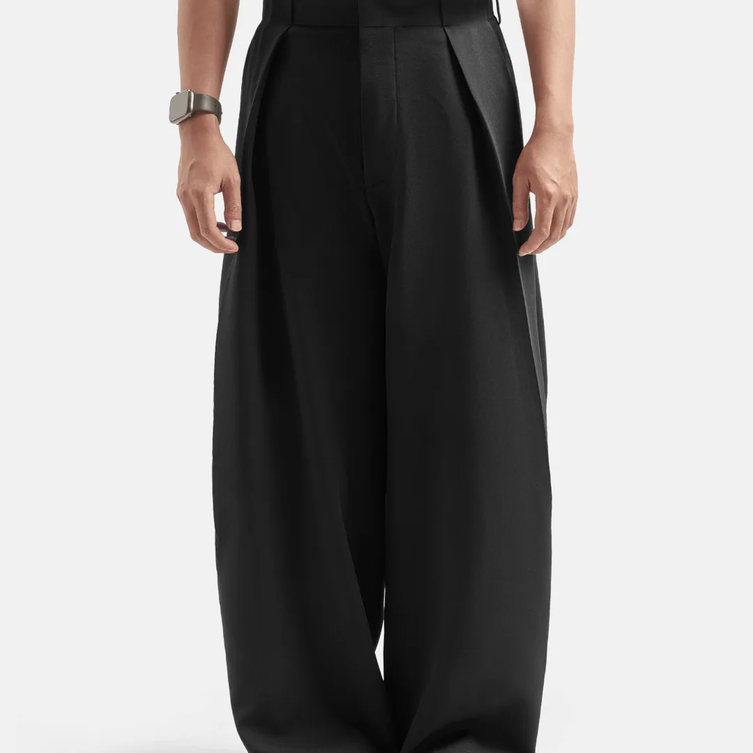 Black Neu Pleated Wide Pant