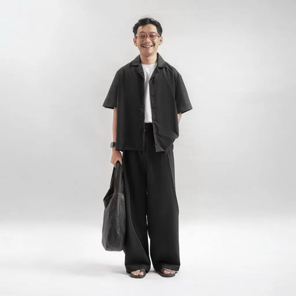 Black Neu Pleated Wide Pant