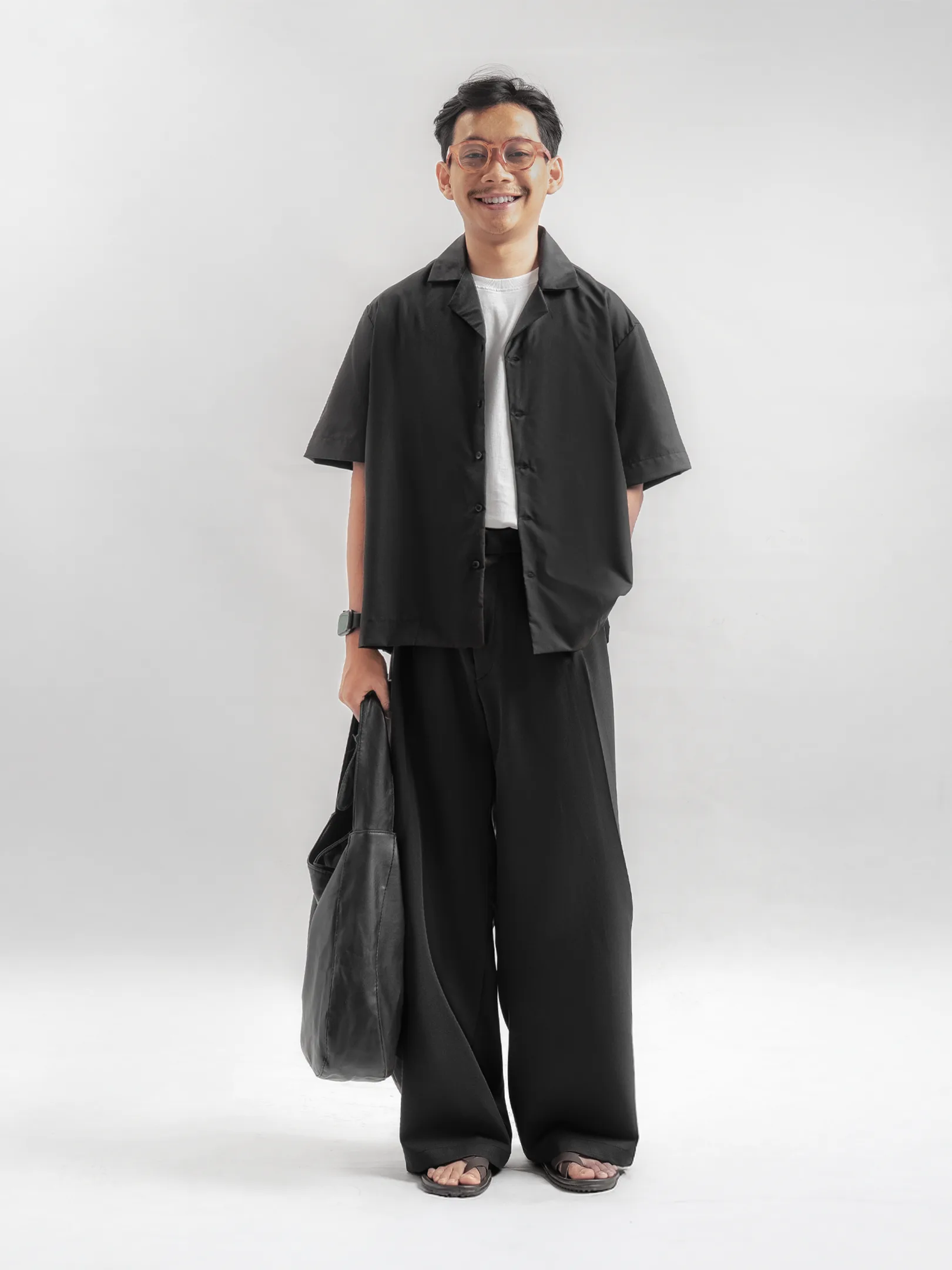 Black Neu Pleated Wide Pant