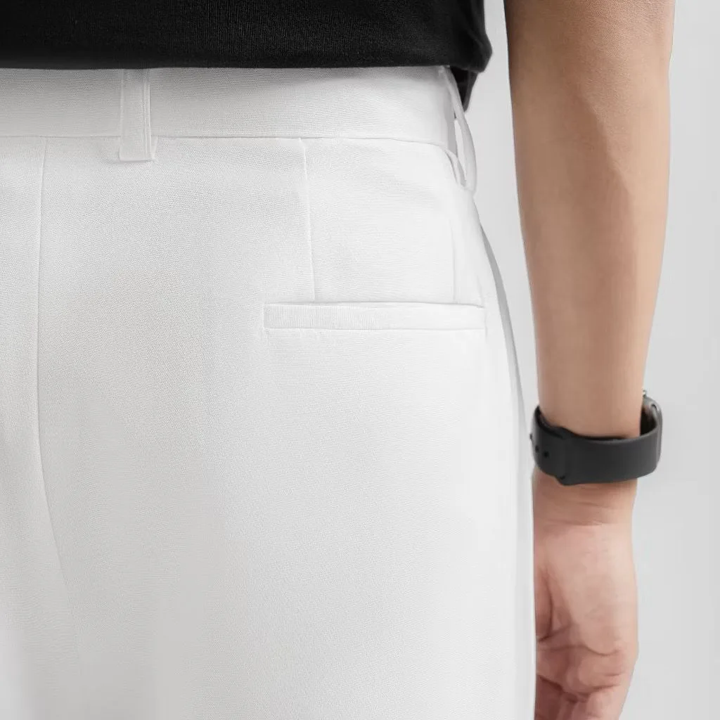 White Neu Pleated Wide Pant