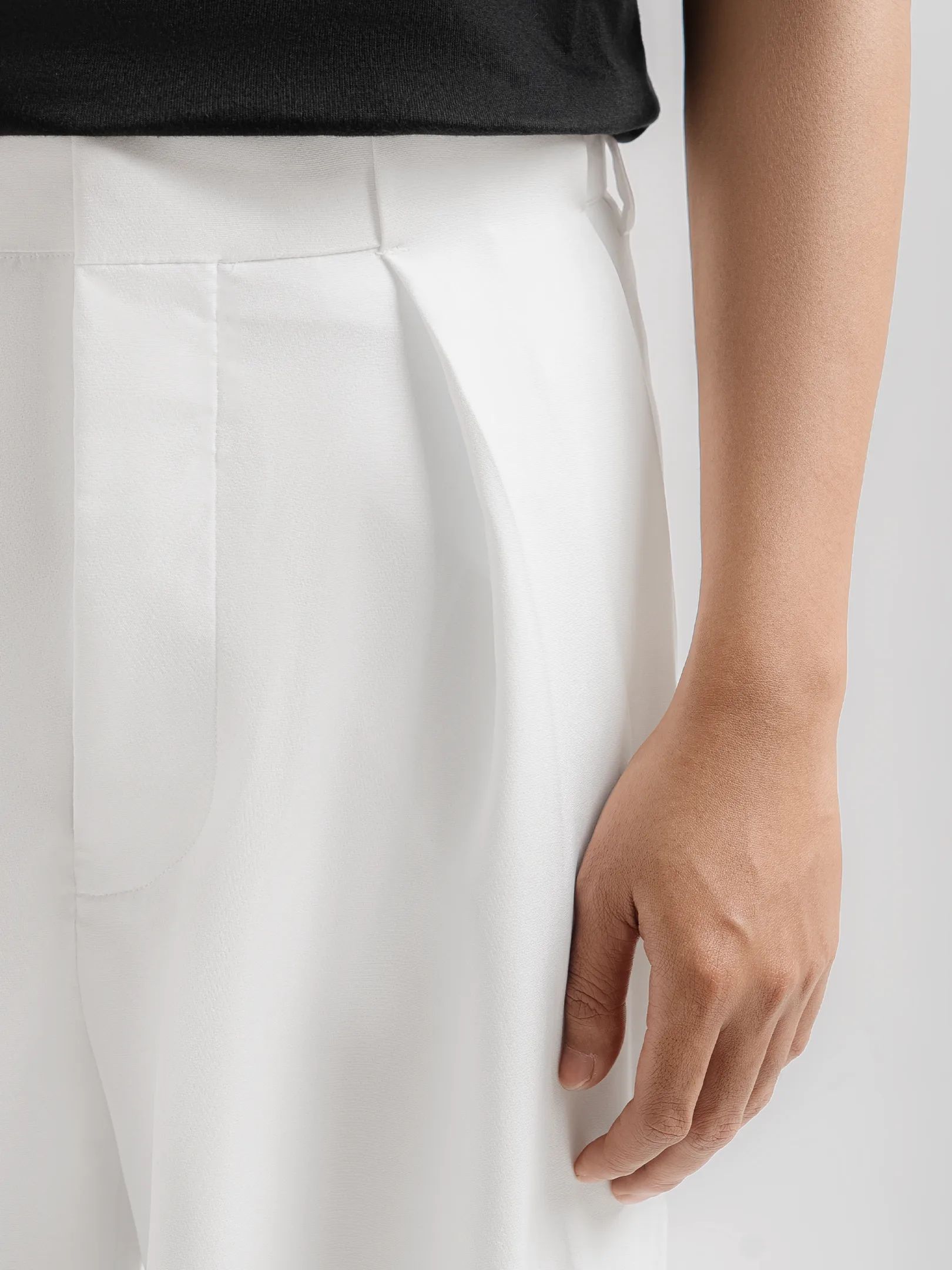 White Neu Pleated Wide Pant