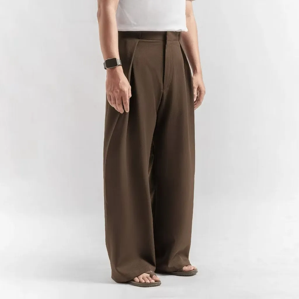 Milo Brown Neu Pleated Wide Pant
