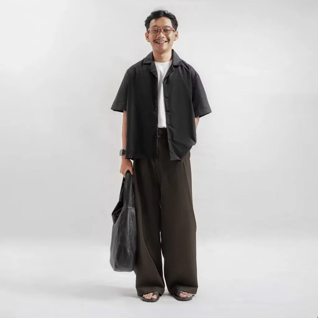 Black Brown Neu Pleated Wide Pant