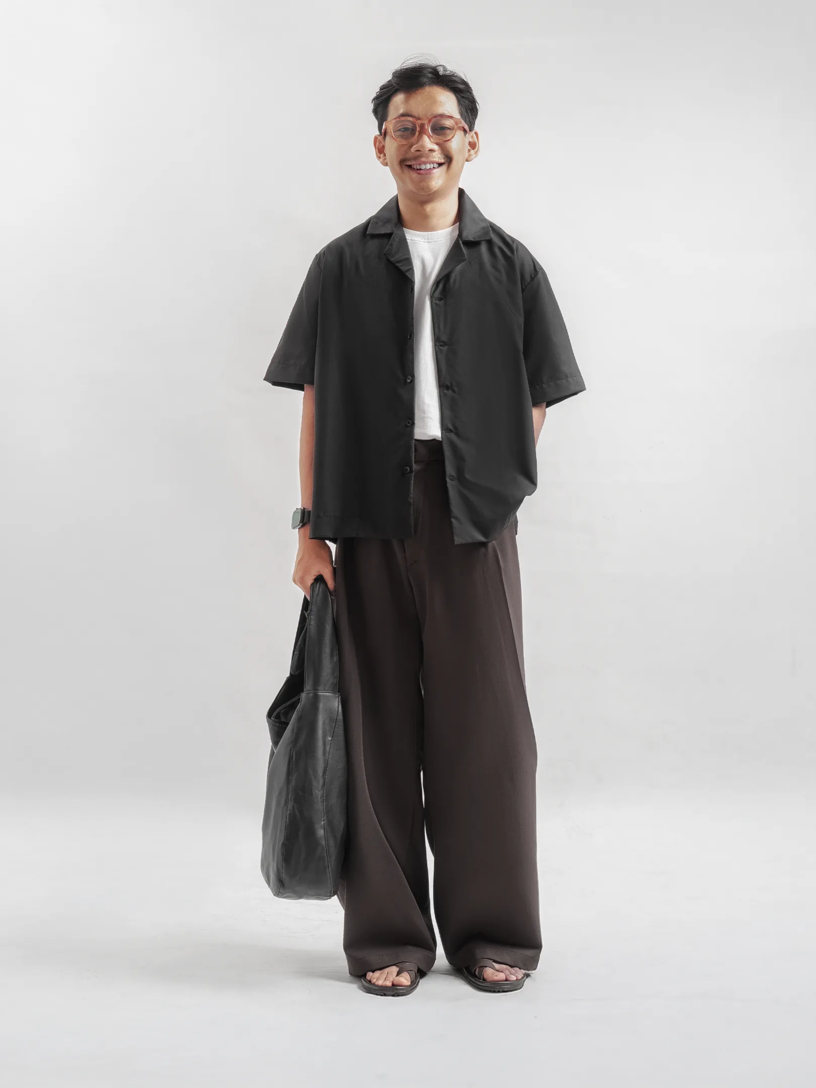 Black Brown Neu Pleated Wide Pant