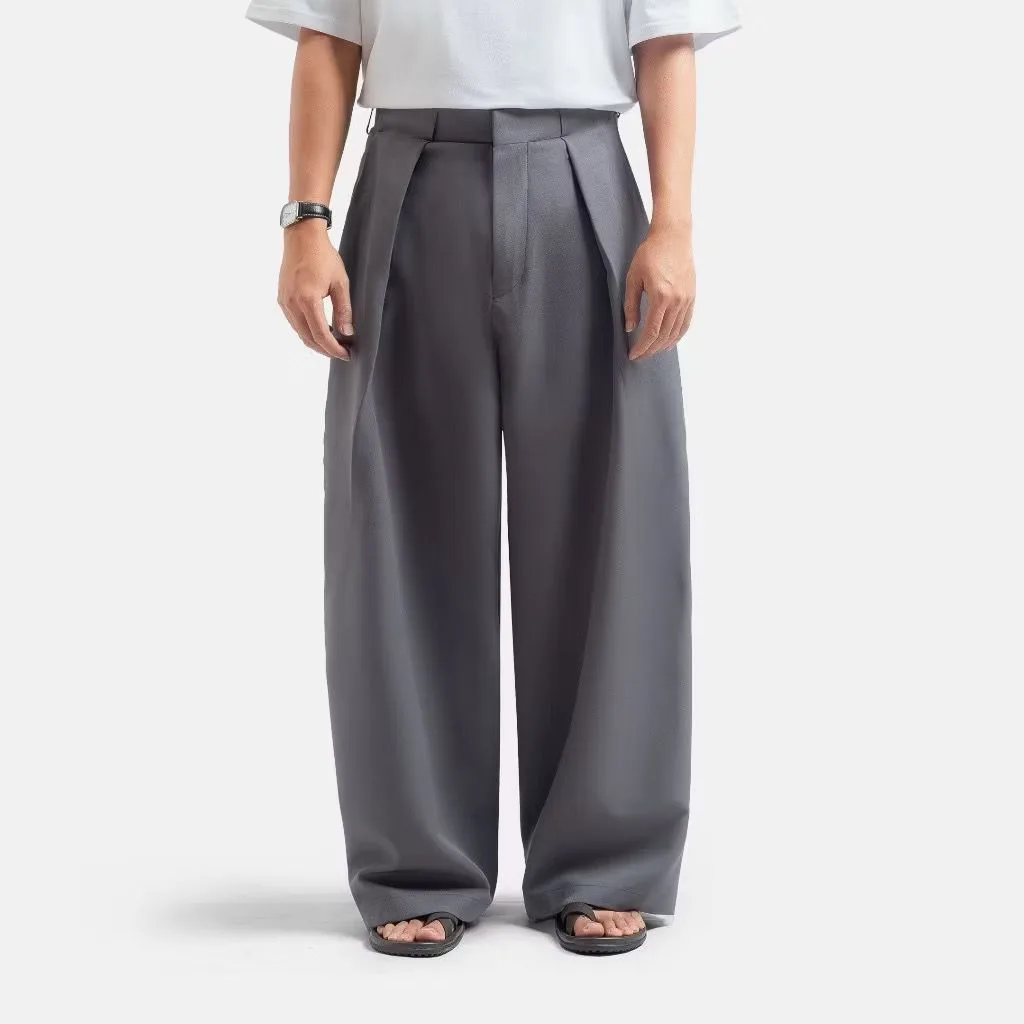 Grey Neu Pleated Wide Pant