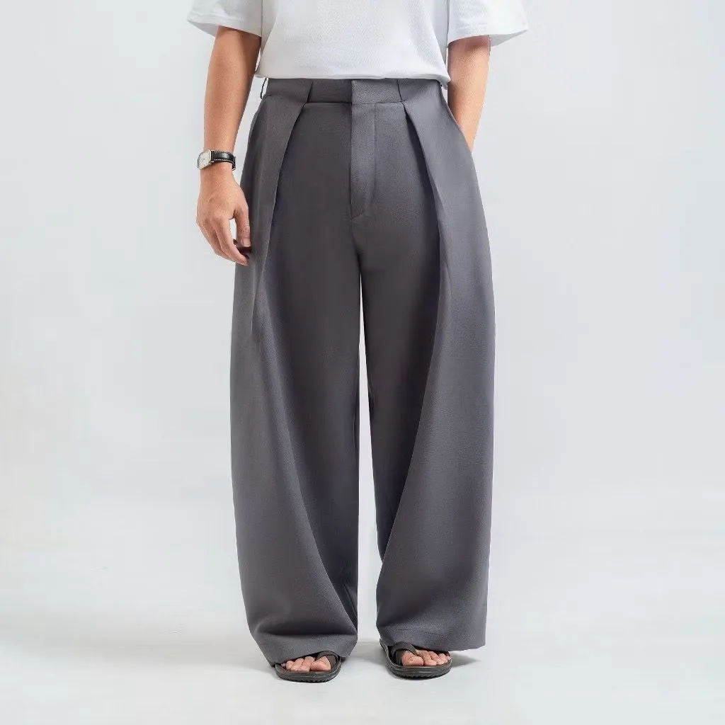 Grey Neu Pleated Wide Pant