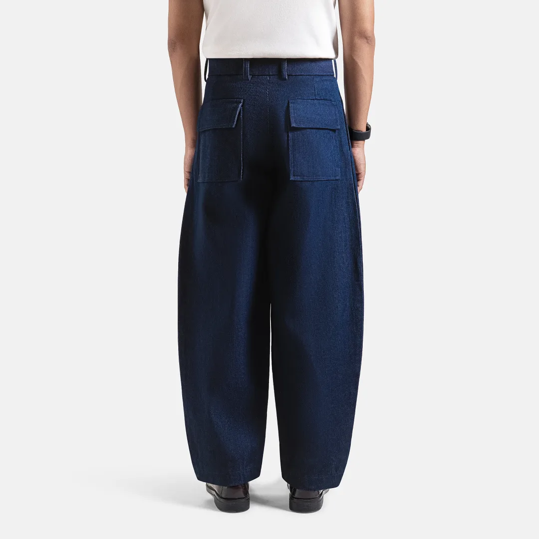 Navy Barrel Jeans Pant
