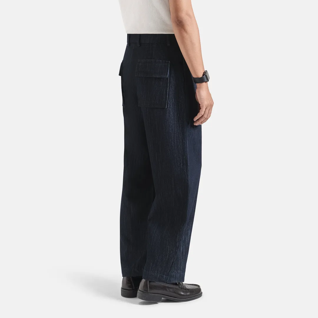 Dark Blue Barrel Jeans Pant