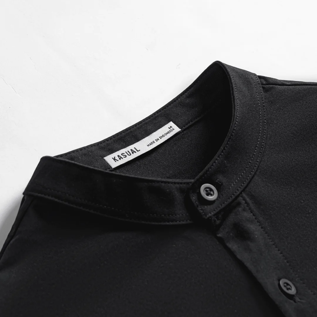Kasual Kemeja Baju Koko Black Cozy Lengan Pendek