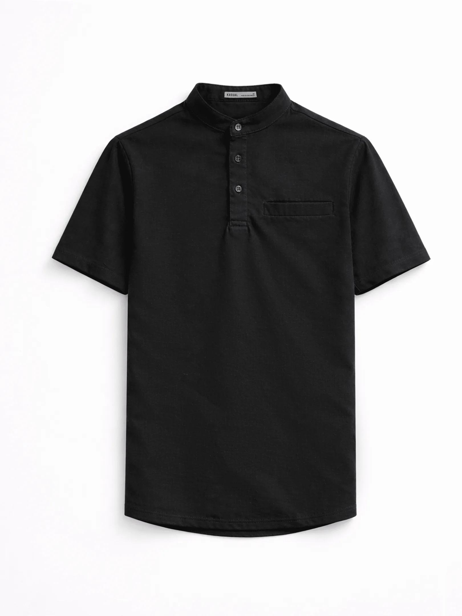 Kasual Kemeja Baju Koko Black Cozy Lengan Pendek