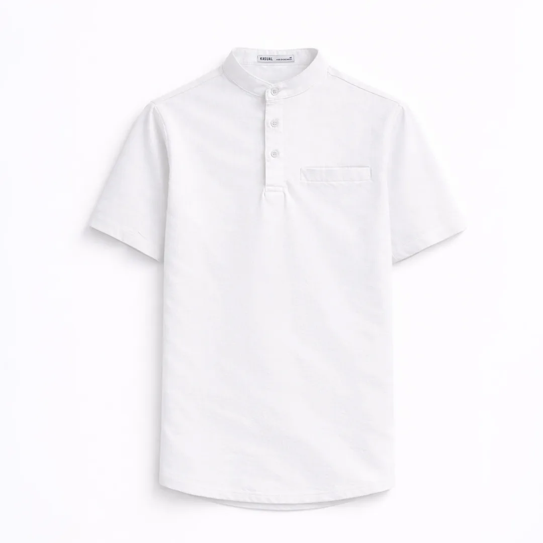Kasual Kemeja Baju Koko White Cozy Lengan Pendek
