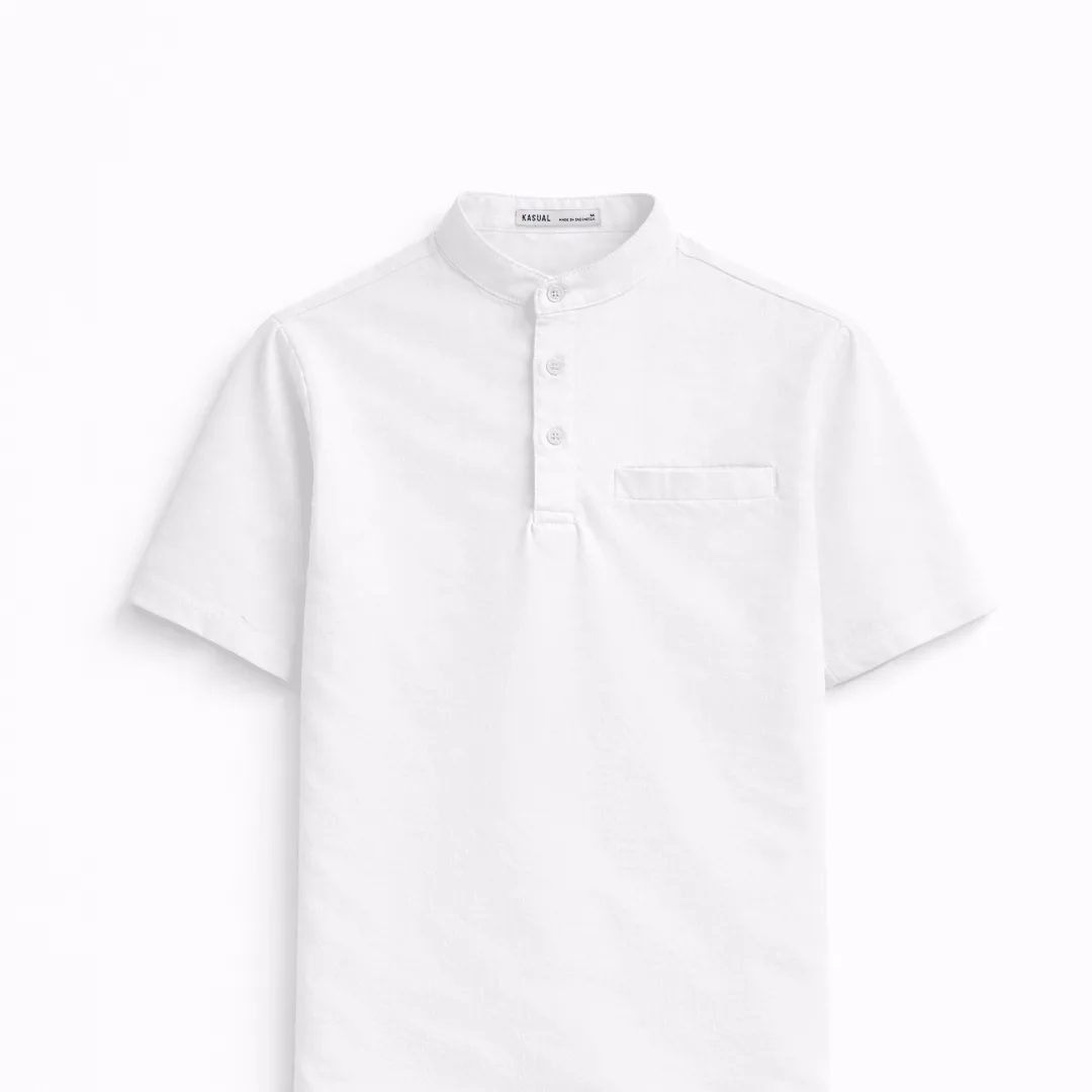 Kasual Kemeja Baju Koko White Cozy Lengan Pendek